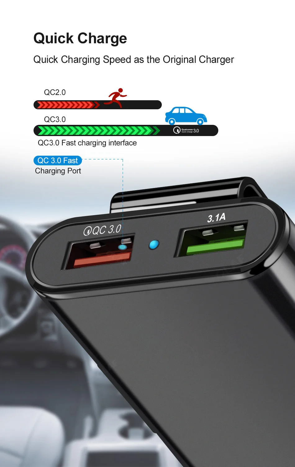 Олаф переднее/заднее сиденье 4 порта USB быстрая зарядка 3,0 Автомобильное зарядное устройство для iPhone huawei 60 Вт 12А быстрое зарядное устройство для телефона Xiaomi samsung