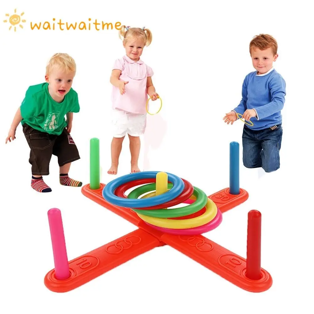 

Family Summer Outdoor Game Toys Stacking Cup Rainbow Circle Ferrule Layers Throwing Game Funny Kids Sport Hoop Ring Toys