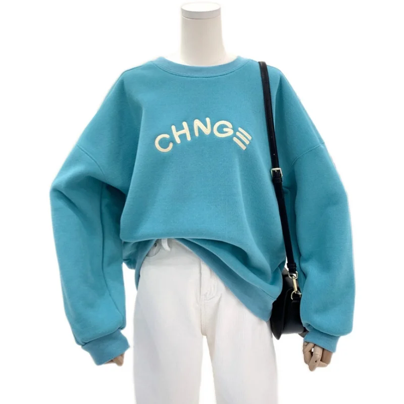 

Hoodies Women Chic Letter Simple Oversized Sweatshirt Thicker Soft Fall Basic Clothing Tops