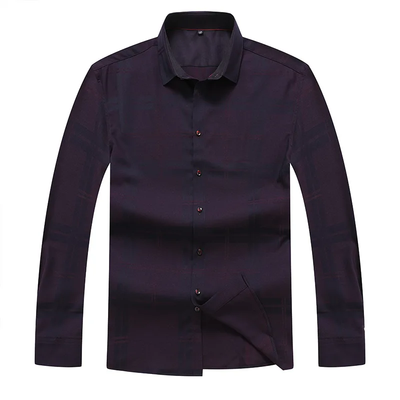 

Trend fat fashion casual wool shirt middle aged and old men's autumn and winter bottom Lapel Plaid Shirt Large