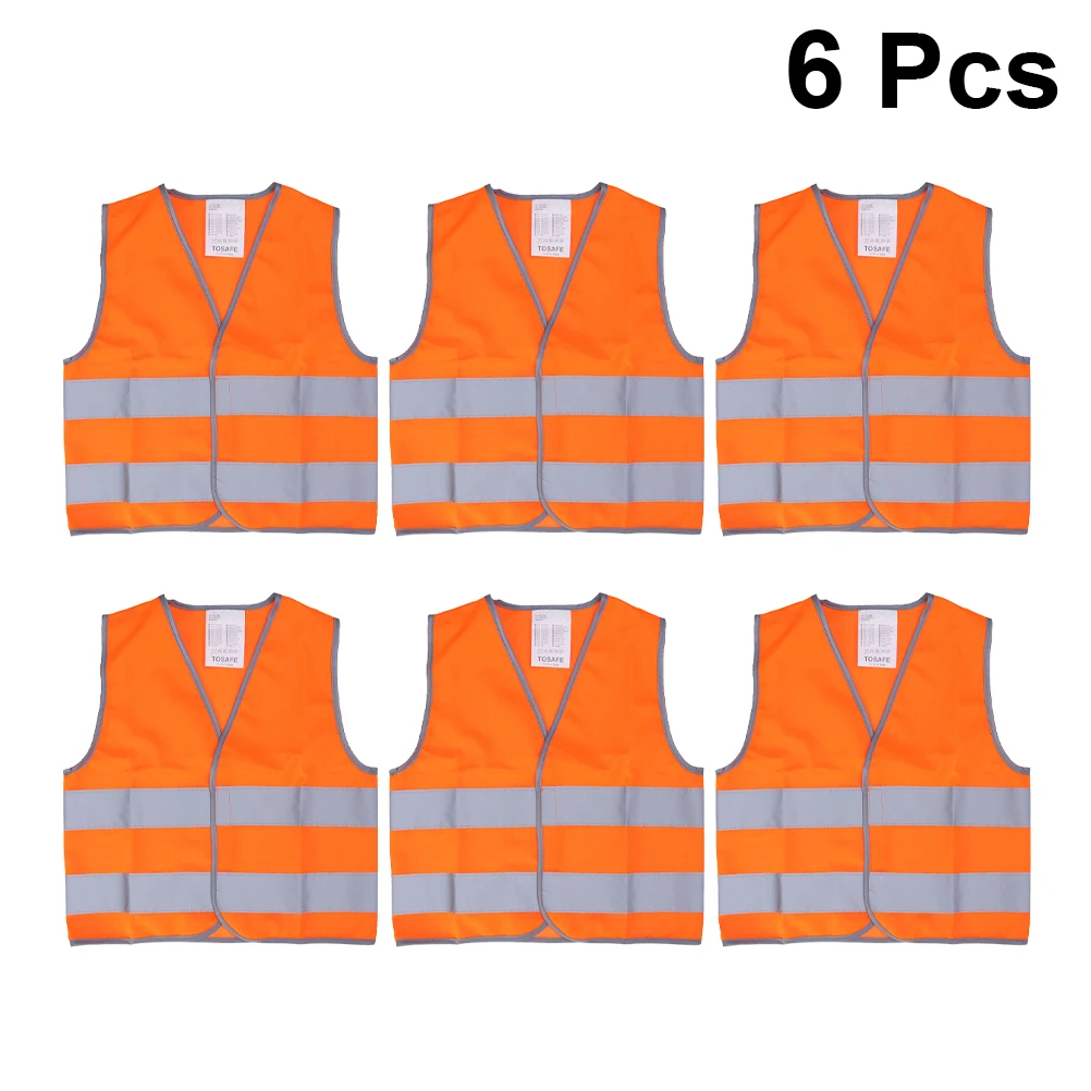 6 шт. детский флуоресцентный защитный жилет|Беговые жилеты| |