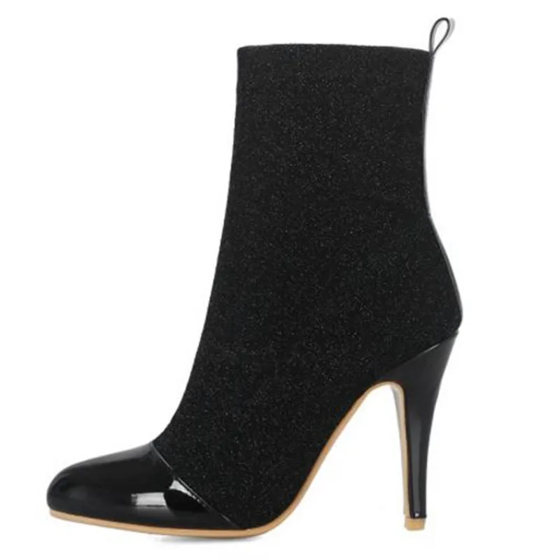 ZALAVOR/пикантные женские ботинки на высоком каблуке размера плюс 32-48 Блестящие