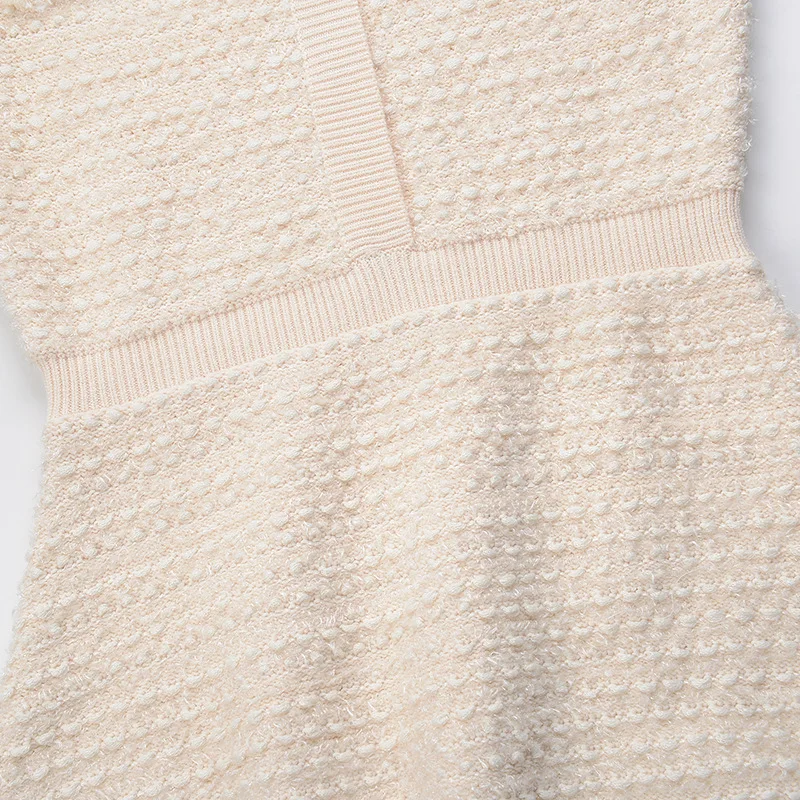 

ENGAGEMENT Zaraing Za 2021 Autumn and Winter Women's Solid Color Round Neck Knitted Temperament Medium and Long Dress