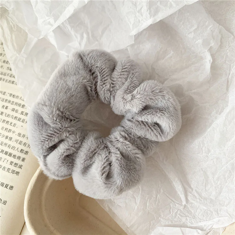 

Winter Spring Plush Scrunchie Lovely Solid Color Hair Ties for Women Girls Elastic Hair Bands Korean Head Rope Hair Accessories