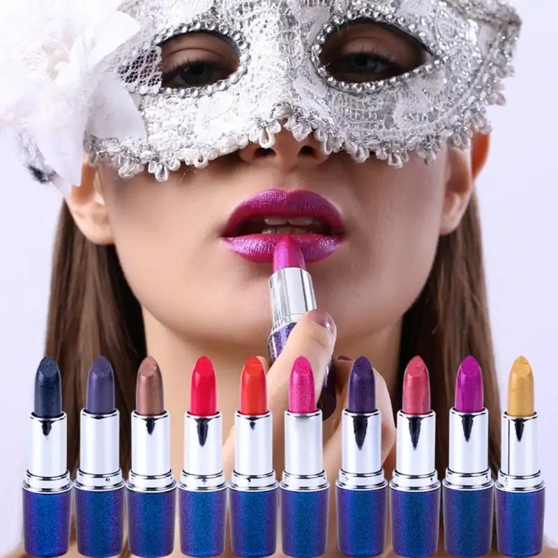 

Golden Color Changing Metal Black Lipstick Moisturizes Dream Aurora Pearl Lip Gloss Long Lasting Women Lip Makeup