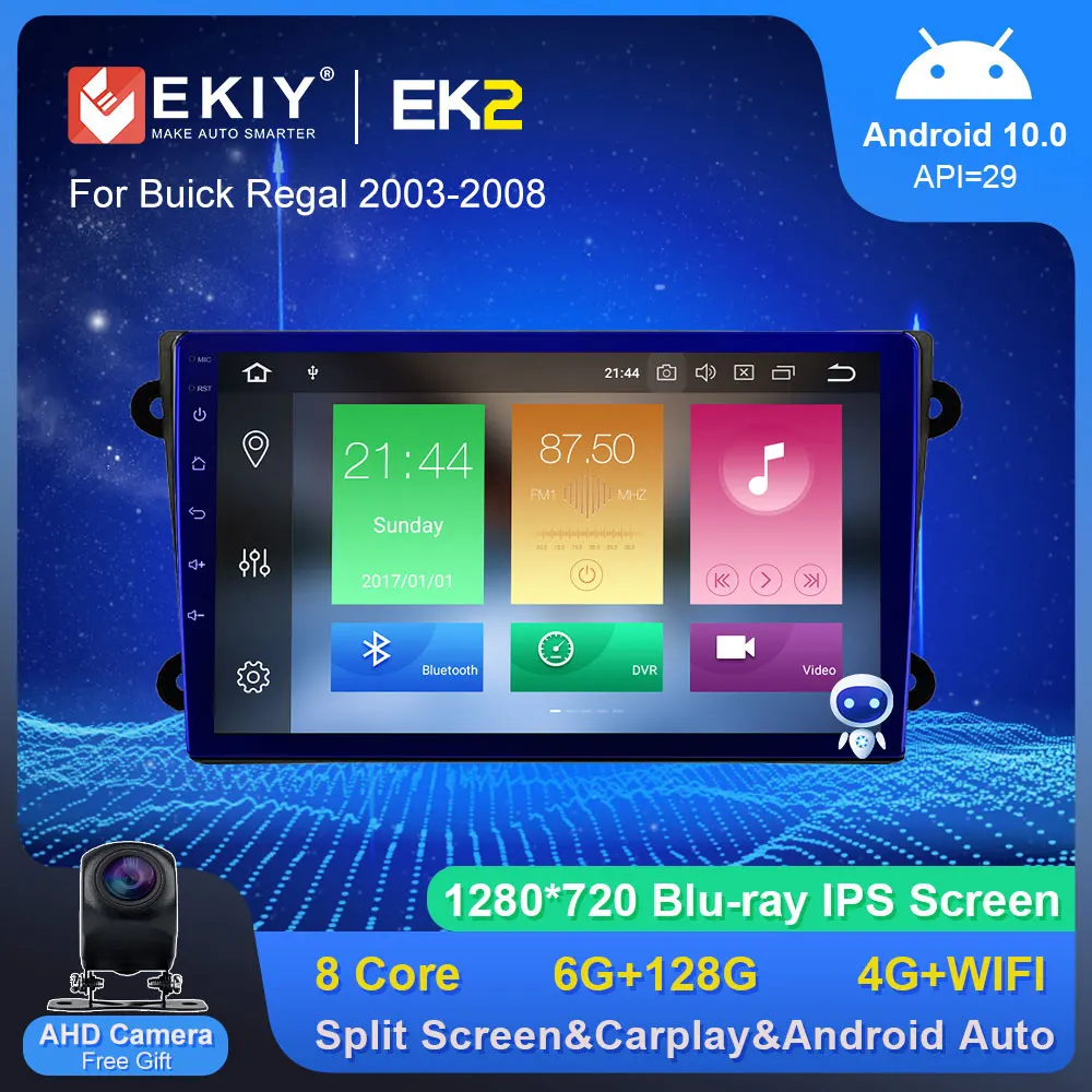 

EKIY EK2 Car Radio Android For Buick Regal 2003-2008 Stereo GPS Navi Autoradio Multimedia Player Carplay Blu-Ray IPS No 2Din DVD