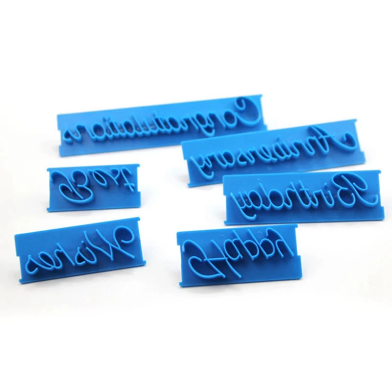 6 шт./компл. инструмент для тиснения помадки торта пластиковые формы букв с днем