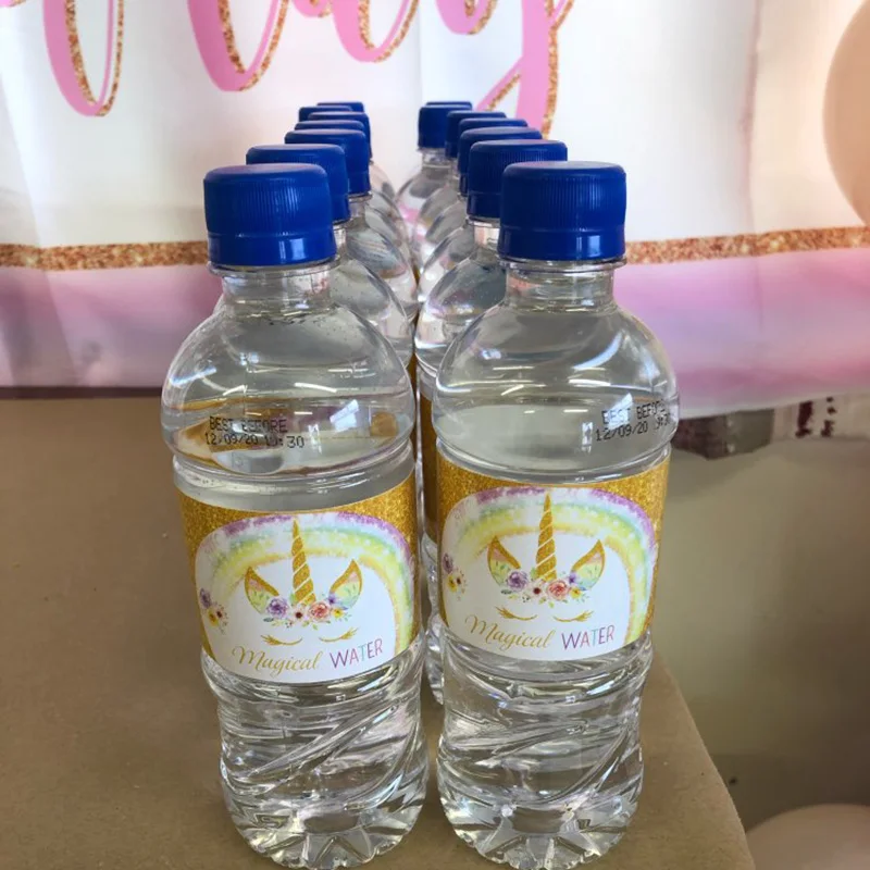 24 шт. наклейки на бутылку воды с единорогом днем рождения вечерние для детской