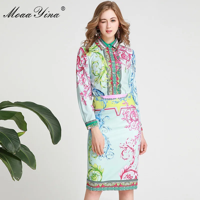 Женский Дизайнерский Костюм MoaaYina комплект из двух предметов рубашка с длинным