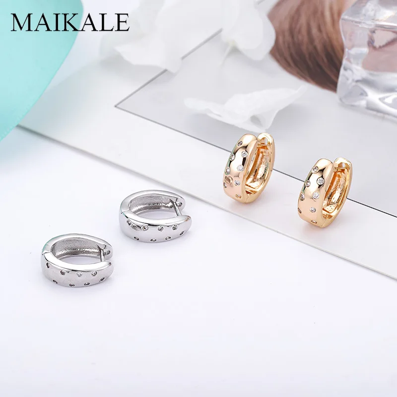 Женские маленькие медные серьги MAIKALE простые гвоздики u образной формы с фианитом
