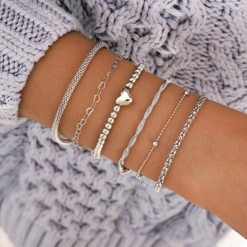 

2021 Bohemian Heart Bracelets & Bangles Set Vintage Beaded Boho Charm Bracelet for Women Jewelry Accessories Gifts 6pcs/set