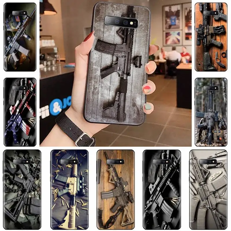 

Rifles AR 15 Guns fire man Phone Case For Samsung Galaxy S5 S6 S7 S8 S9 S10 S10e S20 edge plus lite Shell Cover Funda