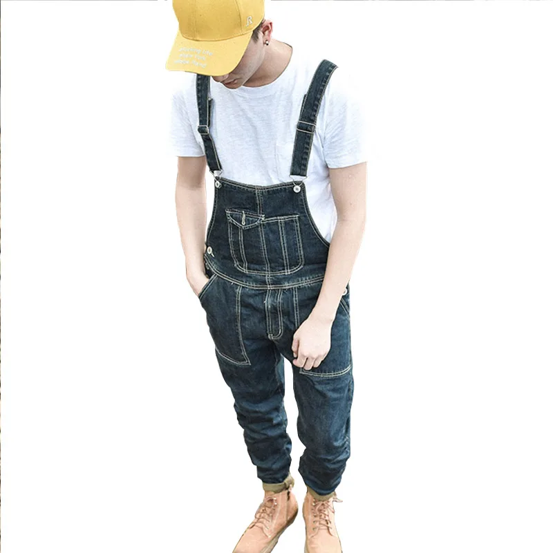 Men's Denim Bib Overalls Working Coveralls Cargo Tactical Jeans Jumpsuits For Man Multi Pockets Suspender Pants Sleeveless |