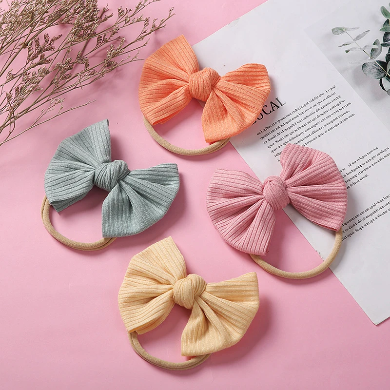 

Infant Candy Color Stripe Hair Bands Thin Nylon Headband Candy Color Children Soft Hairbands Fashion Bows Hair Accessories New