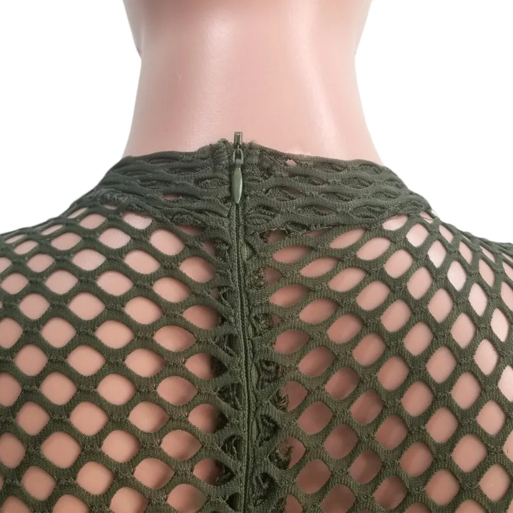 HAOYUAN Sexy Fishnet Sheer Rompers Womens Jumpsuit Long Sleeve Bodycon Overalls Festival Clothing Fall Club One Piece Jumpsuit