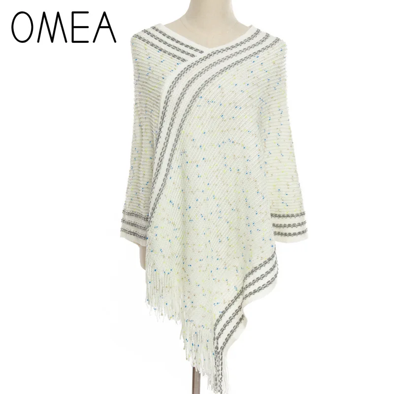 OMEA трикотажный пуловер пончо из шерсти и кашемира женский шарф зимнее с