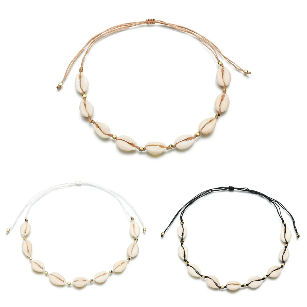 Shell Choker Necklace Women Vintage Mini Beaded Adjustable Weaving Rope Chain Natural Handmade Jewelry | Украшения и аксессуары