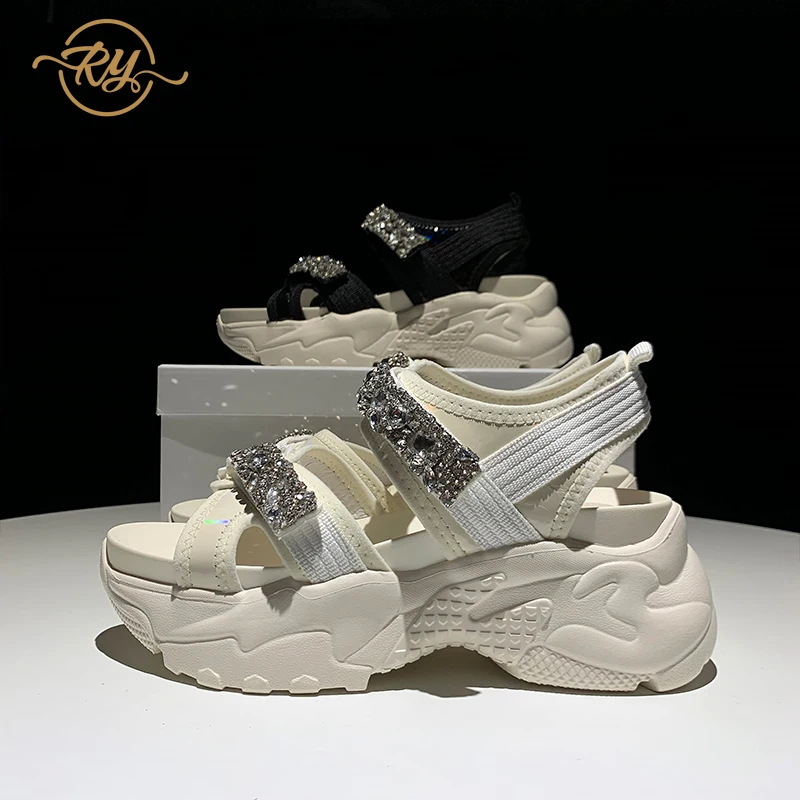 Женские босоножки из натуральной кожи на высоком каблуке модные танкетке