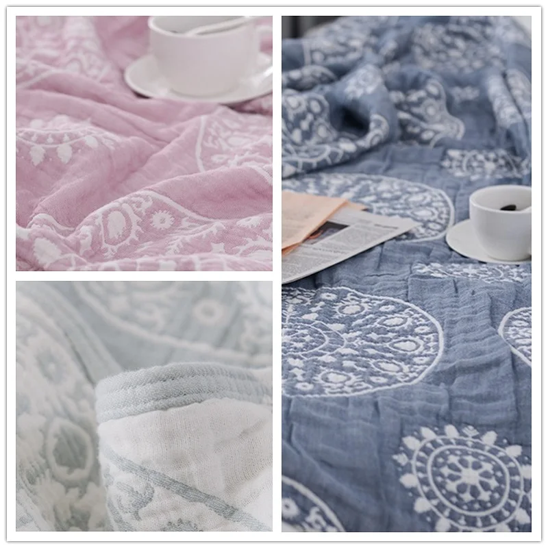 

100% Cotton Muslin Blanket Bed Sofa Travel Breathable Chic Mandala Style Large Soft Throw Blanket Para Blanket