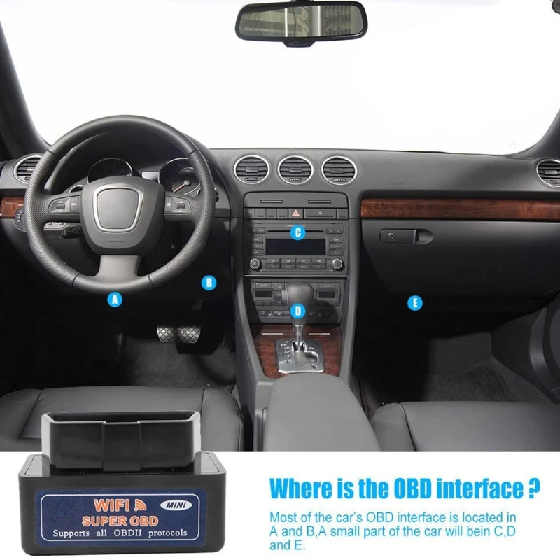 Мини-сканер V1.5 WiFi OBD2 адаптер для автомобиля OBD II ELM 327 диагностисветильник