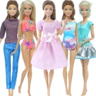 5 шт.лот = 2 комплекта купальников, бикини + 2 платья + 1 комплект одежды, Смешанная Стильная Одежда для куклы Барби, аксессуары сделай сам, игрушка
