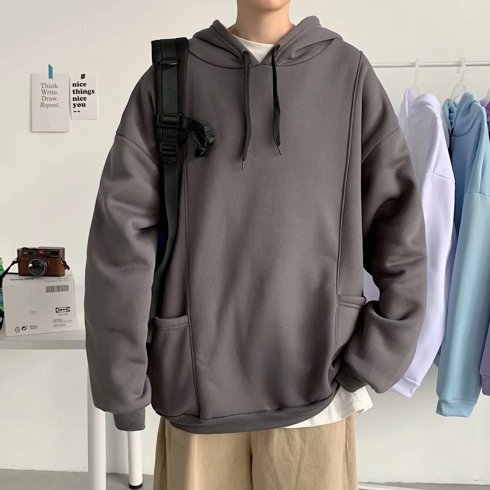 

ZOGAA 2021 Youth Men' Hooded Sweatshirt Trendy Pure Color Harajuku Student Plus Size Sweatshirt Casual Hip Hop Street Sweatshirt