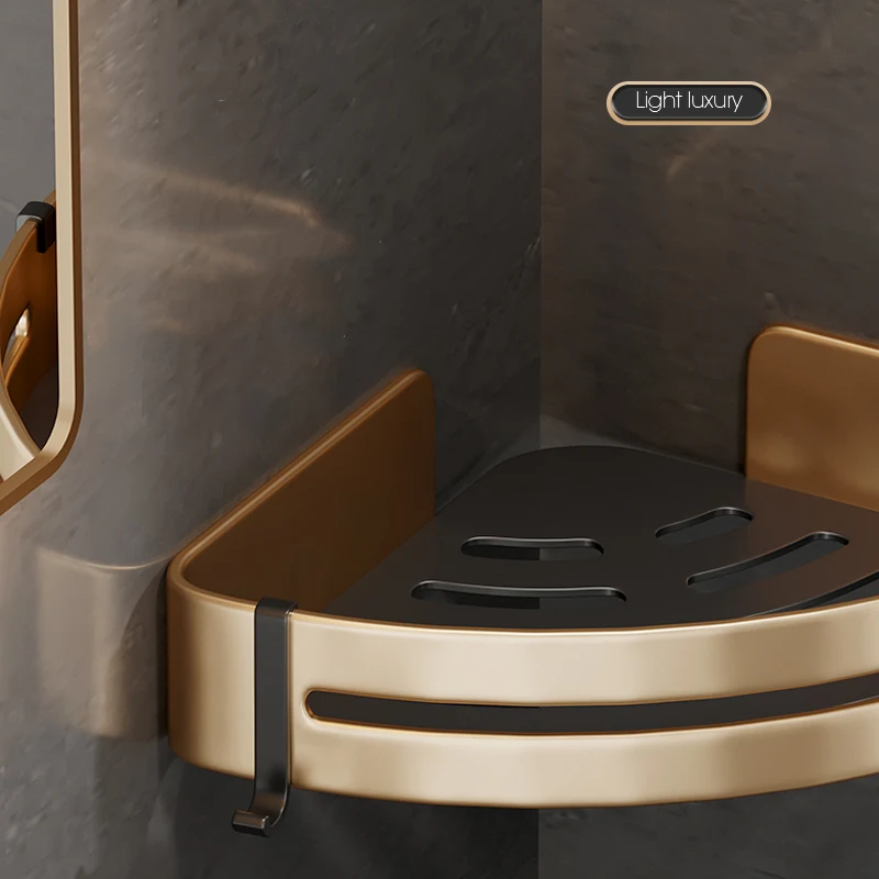 space aluminum bathroom shelf shower shelves need to drill hole wall mount shower storage rack corner shelf bathroom accessories free global shipping