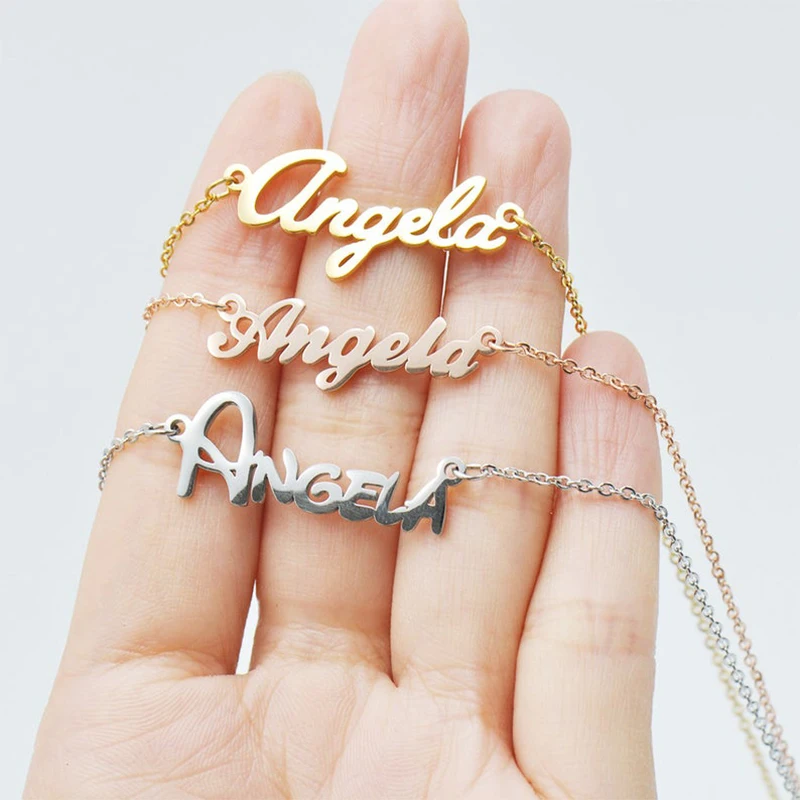 

Lateefah пользовательское имя ожерелье индивидуальная из нержавеющей стали ожерелье-чокер с буквенным принтом ожерелья для женщин Романтичес...