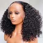 13x4 бразильские афро кудрявые вьющиеся передние парики из человеческих волос, парики с короткой глубокой волной для черных женщин