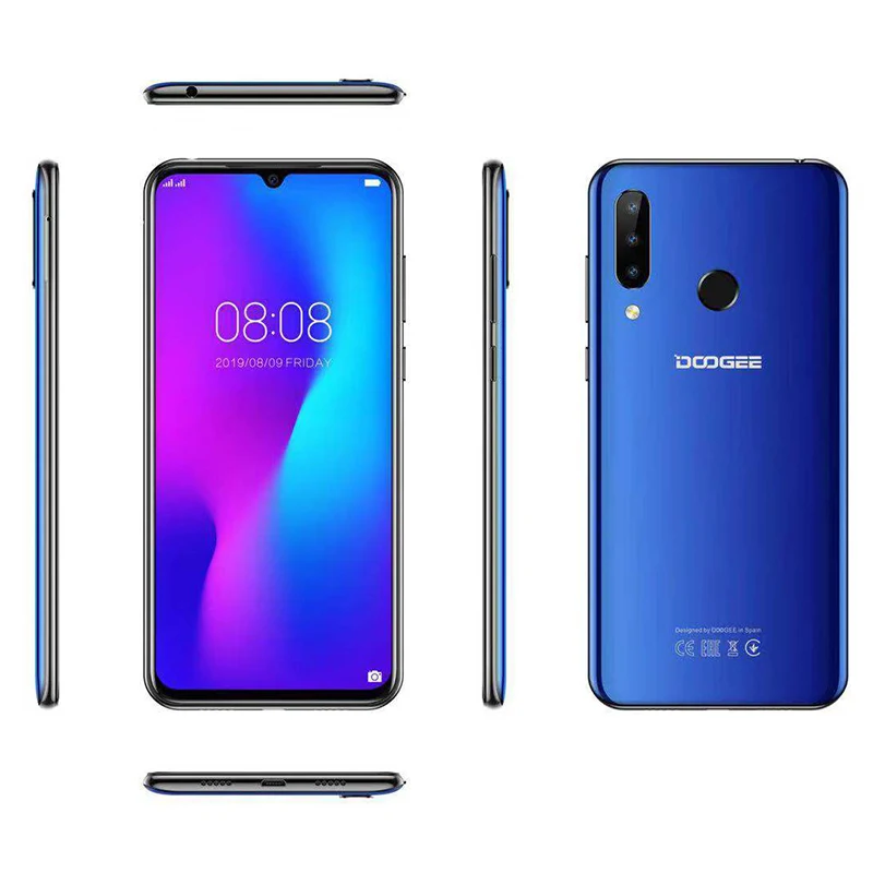 Doogee N20 мобильный телефон 6," экран капли 16 МП Тройная задняя камера 4350 мАч 4 Гб+ 64 Гб Восьмиядерный 10 Вт Зарядка 4G смартфон