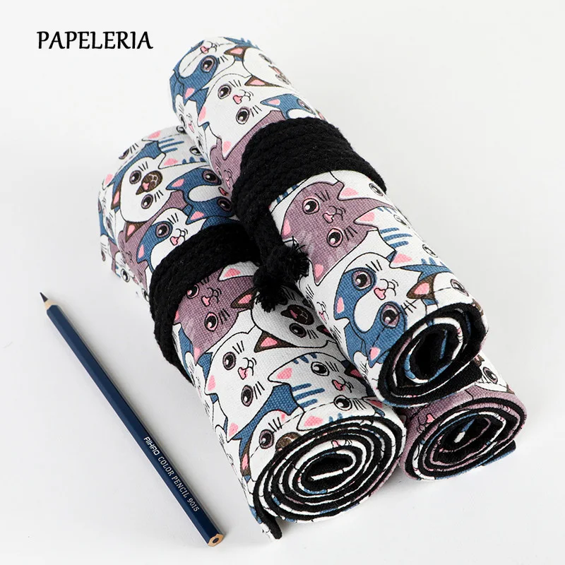 Милый чехол для карандашей с милым котом школьный пенал 12/24/36 отверстиями