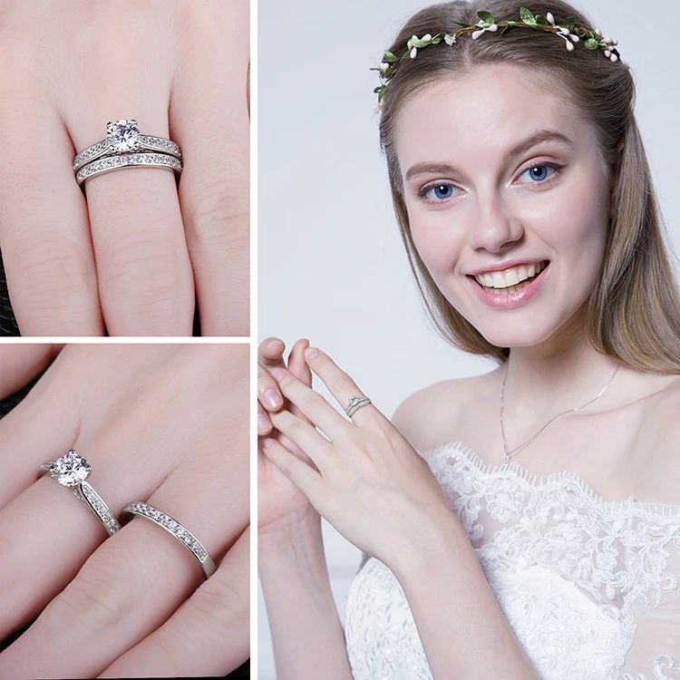 JewelryPalace 1.3ct кубического циркония Юбилей обручальное Обручение пасьянс кольцо свадебный 925 пробы Серебряные ювелирные изделия