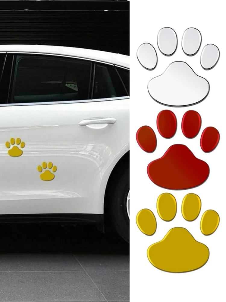 

2Pcs Car Stickers 3D Animal Dog Cat Bear Foot Prints Car Sticker Cool Design Paw Footprint Decal Car Stickers Silver Red Black