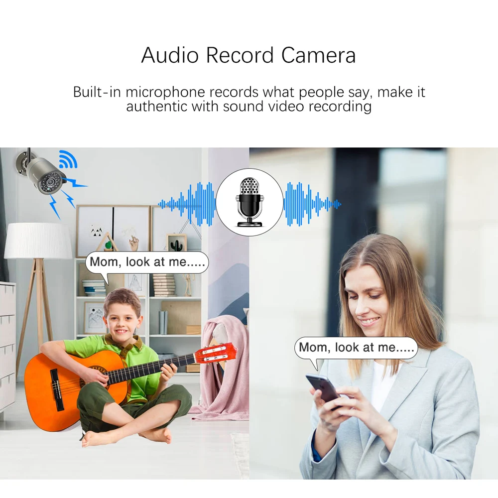 Система видеонаблюдения Techage беспроводная 8 каналов 1080P ЖК-монитор 12 дюймов 2 МП |