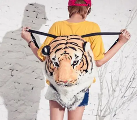 Рюкзак с имитацией головы тигра 3D женская повседневная дорожная сумка