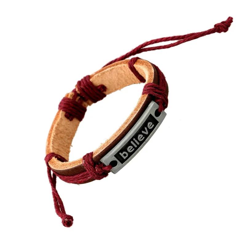 Модные Плетеные Кожаные веревочные браслеты с разноцветным национальным флагом