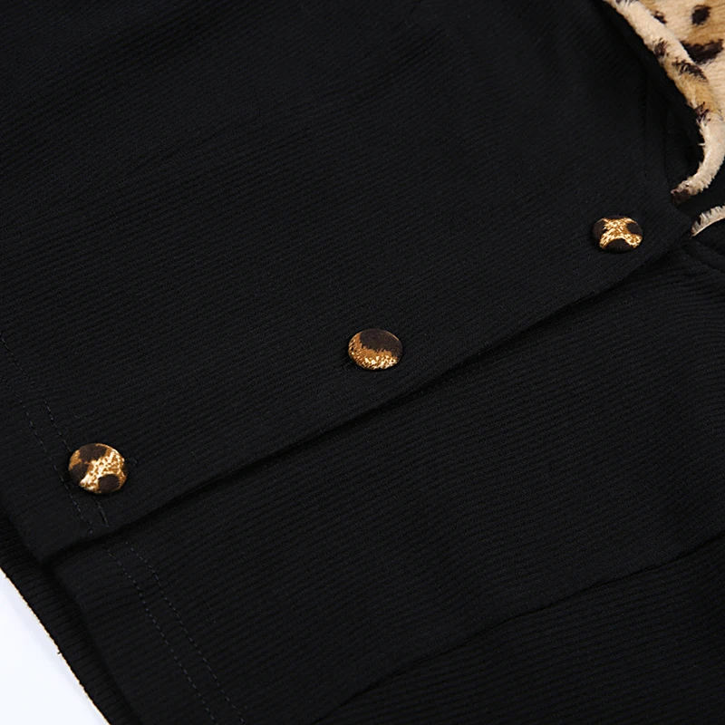 

Turn Down Collar Patchwork Jacket Women Black Slim Waist Cropped Jackets Spring Autumn Streetwear Jackets