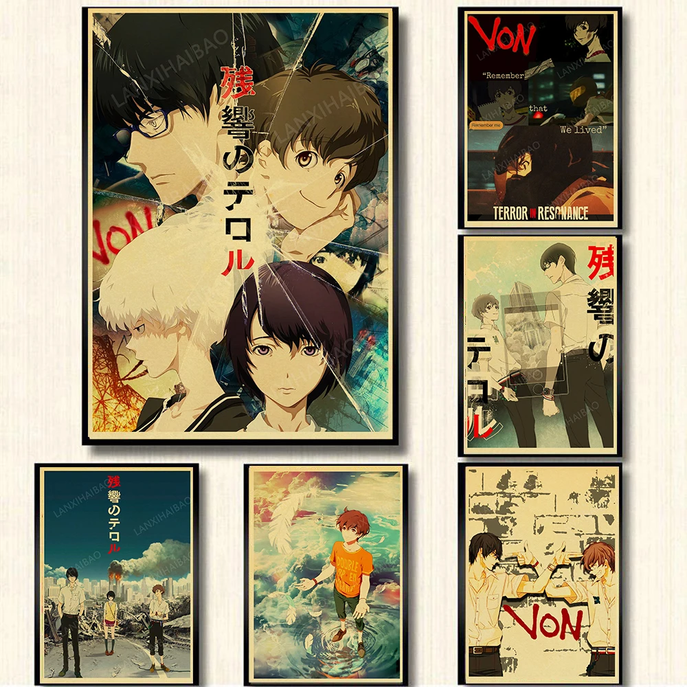 

Zankyou No Terror in Resonance Poster Retro Kraft Paper Classic Anime Decoration Home Bedroom Bar Cafe Art Wall Stickers