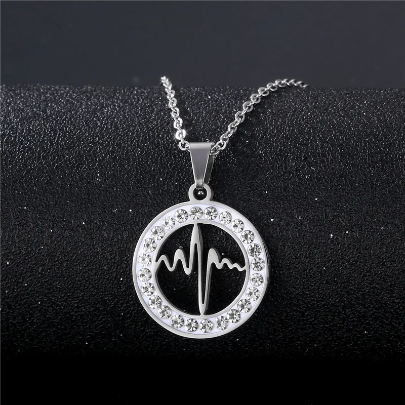 

Женское колье из нержавеющей стали, с цирконом