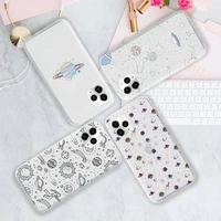space planet stars moon spaceship phone case transparent for iphone 11 12 mini pro xs max 8 7 6 6s plus x 5s se 2020 xr