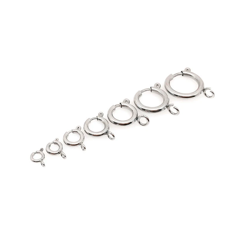 

Круглые Пружинные застежки-крючки из нержавеющей стали 304, 10 шт./лот, соединители для браслетов и ожерелий «сделай сам», материалы для изгото...