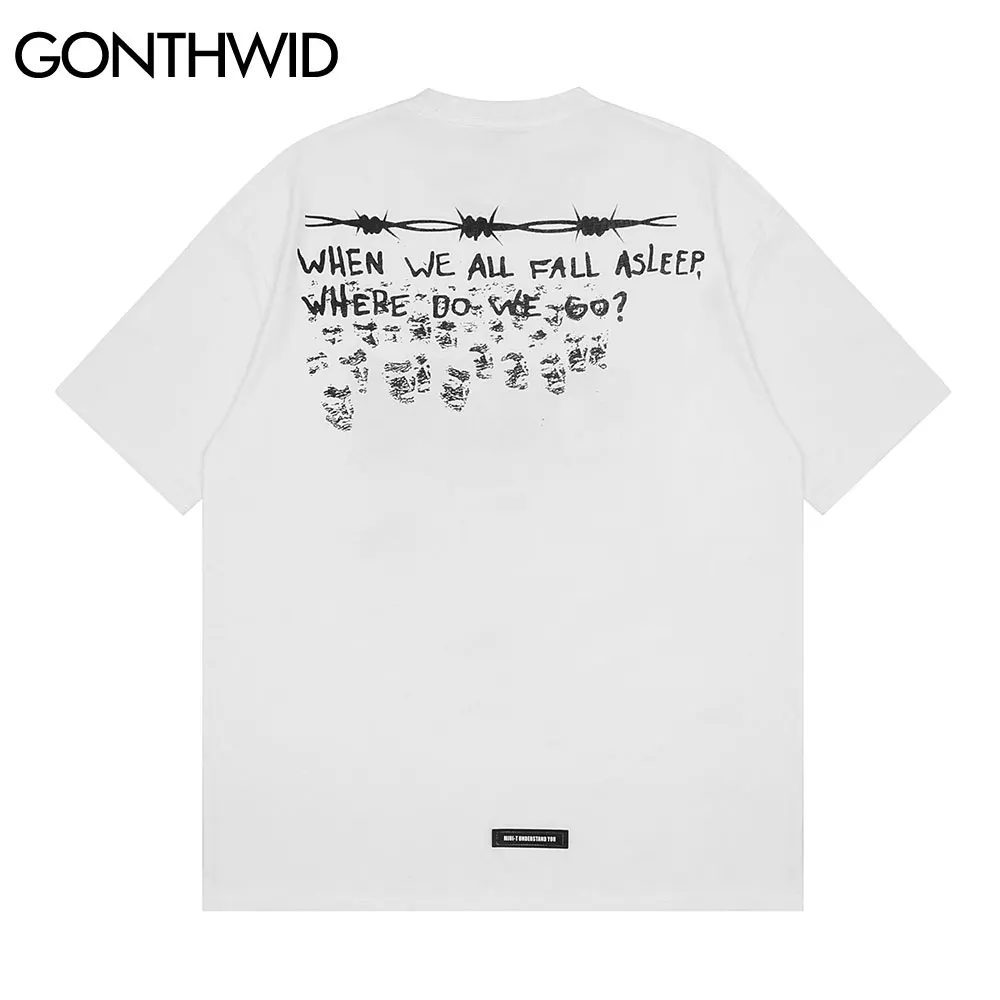 

GONTHWID T-Shirts Hip Hop Creative Print Punk Rock Gothic Tshirts Streetwear Harajuku Tees Shirts Streetwear Fashion Casual Tops