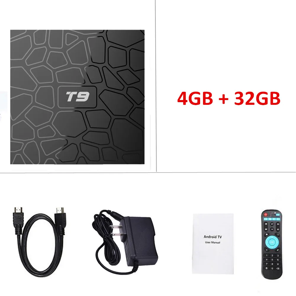4G 32G T9 Android 9,0 ТВ приставка 4 ГБ 32 ГБ 64 Гб Смарт ТВ Rockchip RK3318 USB3.0 H.265 4K медиаплеер 2,4G& 5G Wifi BT 4,0 телеприставка 2G16G - Цвет: 4G 32G