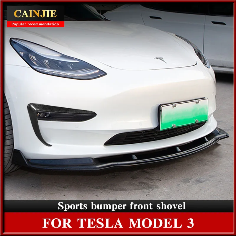 Спойлер из углеродного волокна для модели 3 2021 передняя юбка АБС-пластика три