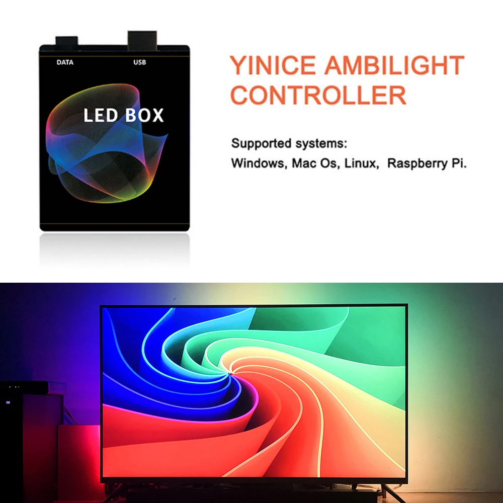 

5V DIY Ambient Control TV USB LED Tape HDTV Computer Monitor Backlight PC Dream Screen Color Light Box for WS2812B SK6812 Strip