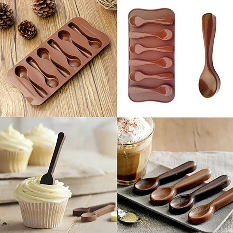 

Non Stick Reusable Healthy Silicone Spoon Shape Baking Mold Chocolate Biscuit Candy Jelly Diy Mold Tool Baking Supplies