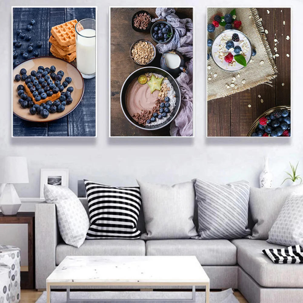 Постеры на холсте с изображением фруктов тортов продуктов йогурта смузи чаши