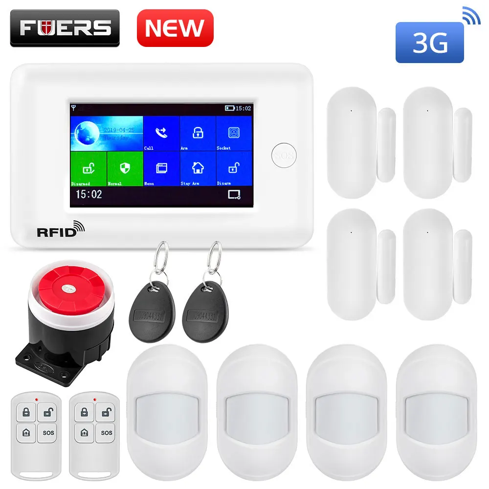 KIT 5 Fuers wifi 3g Умный дом Охранная сигнализация Мини PIR датчик движения Противоугонная система 4,3 дюймов цветной экран приложение дистанционное управление - Цвет: KIT 5