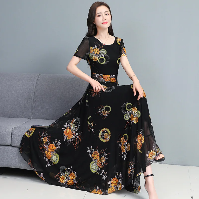

Mesh dress 2021 new summer women's waist slimming 30 years old 40 temperament goddess fan skirt fairy dress