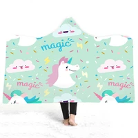 cartoon pink unicorn series hooded blanket for bed sofa thick warm plush velvet blanket soft throw blanket adults kid bedclothes